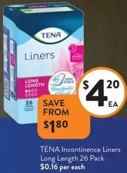 Foodworks TENA Incontinence Liners Long Length offer