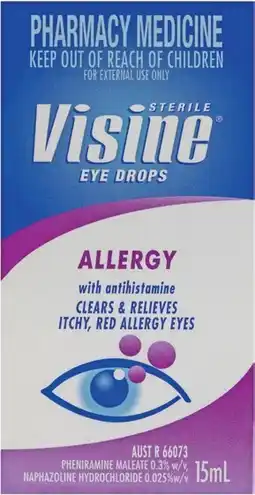 Soul Pattinson Chemist Visine Eye Drops Allergy 15mL offer