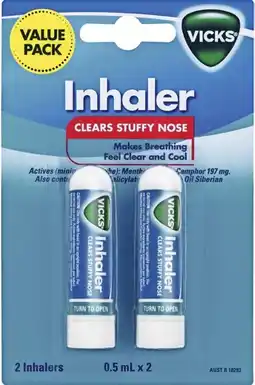 Soul Pattinson Chemist Vicks Inhaler Value Pack 0.5mL x 2 Inhalers offer