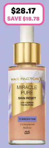 Priceline Max Factor Miracle Pure Serum Foundation 40-60 Light offer