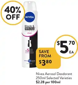 Foodworks Nivea Aerosol Deodorant offer