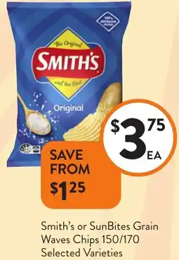 Foodworks Smith's or SunBites Grain Waves Chips offer