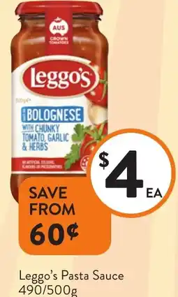 Foodworks Leggo's Pasta Sauce offer