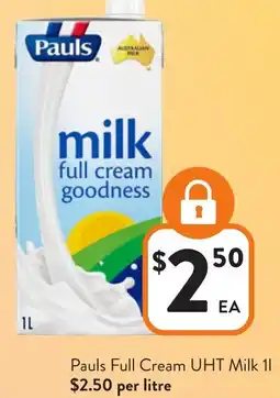 Foodworks Pauls Full Cream UHT Milk offer