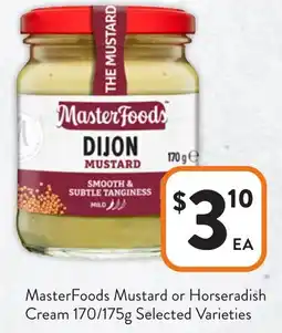 Foodworks MasterFoods Mustard or Horseradish Cream offer