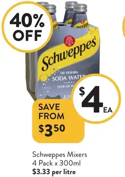 Foodworks Schweppes Mixers offer