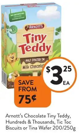 Foodworks Arnott's Chocolate Tiny Teddy, Hundreds & Thousands, Tic Toc Biscuits or Tina Wafer offer