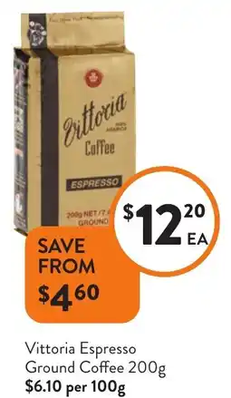 Foodworks Vittoria Espresso Ground Coffee offer