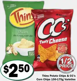 Friendly Grocer Thins Potato Chips & CC's Corn Chips offer