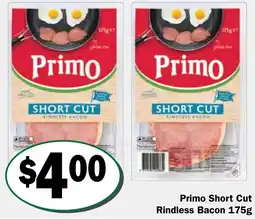 Friendly Grocer Primo Short Cut Rindless Bacon offer