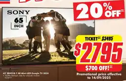 The Good Guys SONY 65" BRAVIA 7 4K Mini-LED Google TV 2024 offer