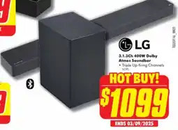The Good Guys LG 3.1.3Ch 400W Dolby Atmos Soundbar offer