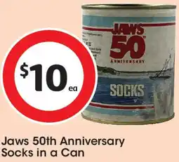 Coles Jaws 50th Anniversary Socks in a Can offer