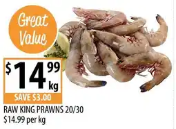 Supabarn Raw king prawns 20/30 offer