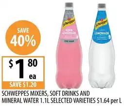 Supabarn Schweppes mixers, soft drinks and mineral water offer