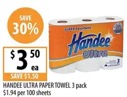 Supabarn Handee ultra paper towel offer