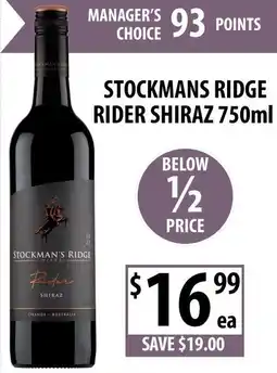 Supabarn Stockmans ridge rider shiraz offer