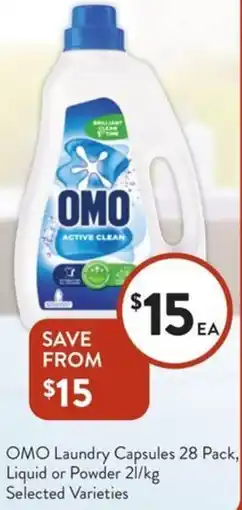 Foodworks OMO Laundry Capsules 28 Pack, Liquid or Powder offer