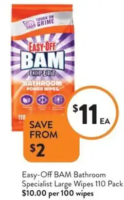 Foodworks Easy-Off BAM Bathroom Specialist Large Wipes offer