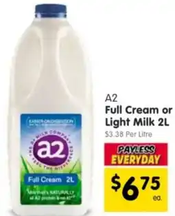 Spar A2 Full Cream or Light Milk offer