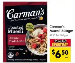 Spar Carman's Muesli offer