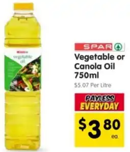 Spar SPAR Vegetable or Canola Oil offer