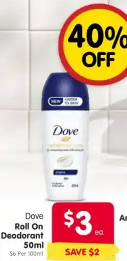 Spar Dove Dove Roll On Deodorant offer