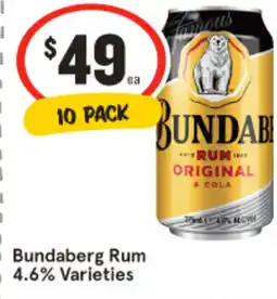IGA Liquor Bundaberg Rum 4.6% Varieties offer