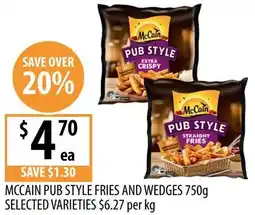 Supabarn Mccain pub style fries and wedges offer