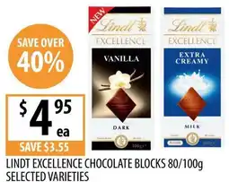Supabarn Lindt excellence chocolate blocks offer