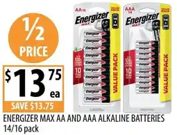 Supabarn Energizer max aa and aaa alkaline batteries offer