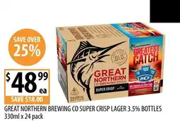 Supabarn Great northern brewing co super crisp lager 3.5% bottles offer