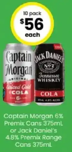 The Bottle O Captain Morgan 6% Premix Cans offer