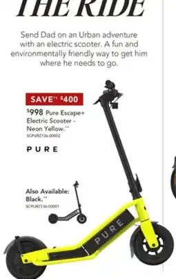 Harvey Norman Pure Escape+ Electric Scooter- Neon Yellow offer