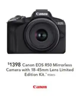 Harvey Norman Canon EOS R50 Mirrorless Camera with 18-45mm Lens Limited Edition Kit offer