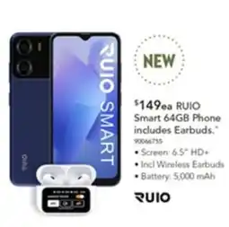 Harvey Norman RUIO Smart 64GB Phone includes Earbuds offer