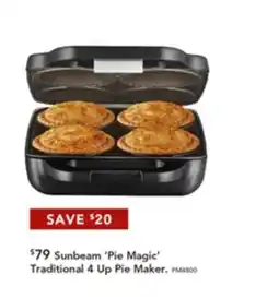 Harvey Norman Sunbeam 'Pie Magic' Traditional 4 Up Pie Maker offer