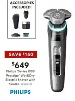 Harvey Norman Philips 'Series 1900 Prestige' Wet&Dry Electric Shaver with SkinlQ. offer