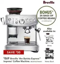 Harvey Norman Breville 'the Barista Express Impress' Coffee Machine offer