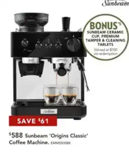 Harvey Norman Sunbeam 'Origins Classic' Coffee Machine offer