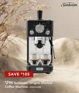 Harvey Norman Sunbeam 'Origins Slimline Coffee Machine offer
