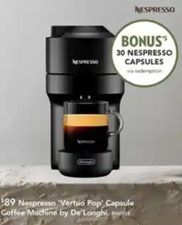 Harvey Norman Nespresso Vertuo Pop' Capsule Coffee Machine by De'Longhi offer