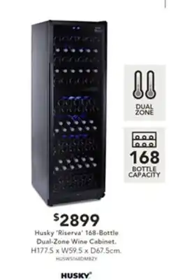 Harvey Norman Husky 'Riserva' 168-Bottle Dual-Zone Wine Cabinet offer
