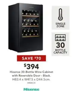 Harvey Norman Hisense 30-Bottle Wine Cabinet with Reversible Door - Black offer
