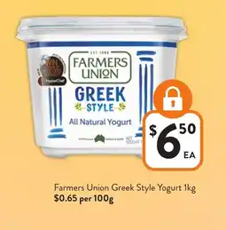 Foodworks Farmers Union Greek Style Yogurt offer