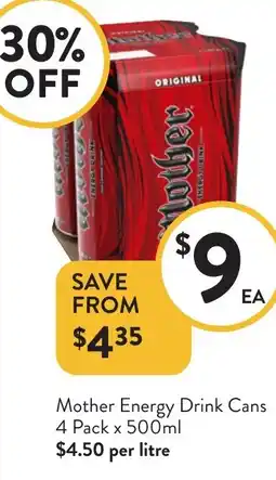Foodworks Mother Energy Drink Cans offer