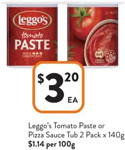 Foodworks Leggo's Tomato Paste or Pizza Sauce Tub offer