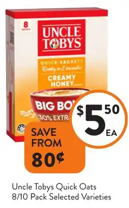 Foodworks Uncle Tobys Quick Oats offer