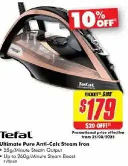 The Good Guys Tefal Ultimate Pure Anti-Calc Steam Iron offer