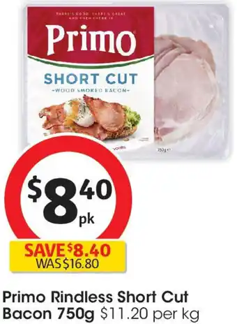 Coles Primo Rindless Short Cut Bacon offer